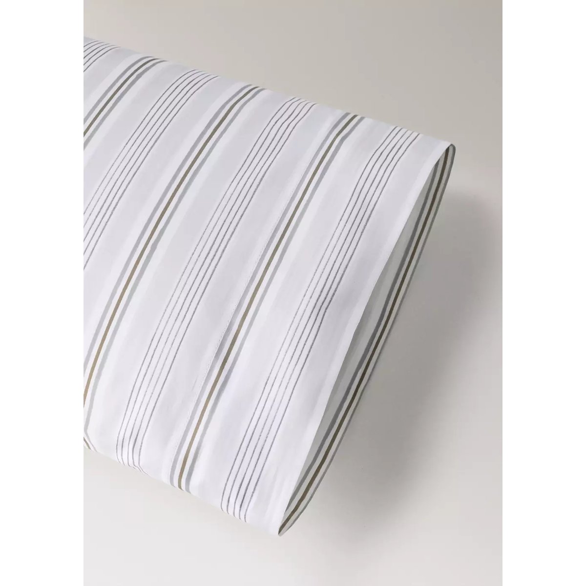 Taie d’oreiller 100 % coton à rayures 45x110 cm gris, MANGO HOME