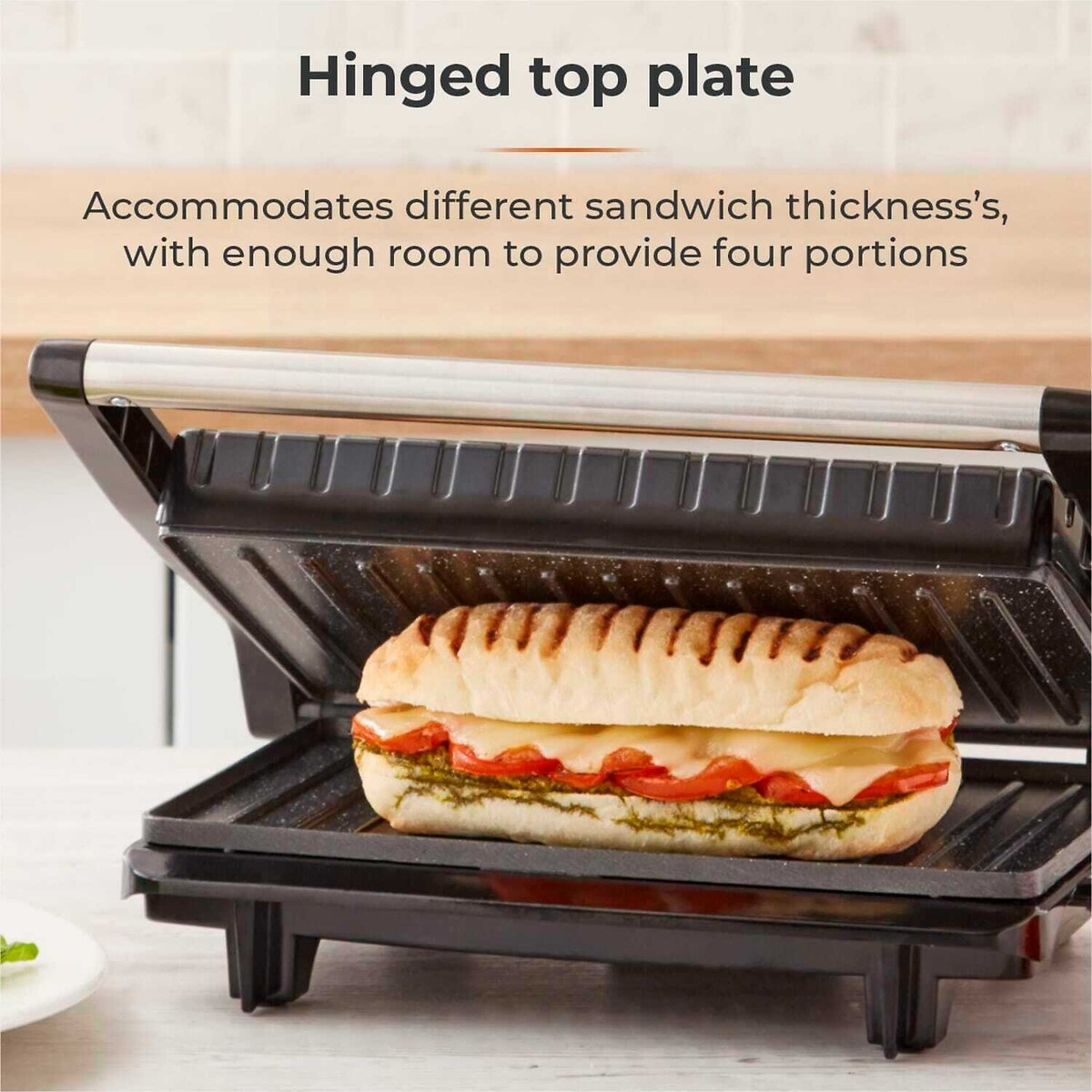 Tower Health Grill & Panini Press - T27038 silver-coloured, TOWER