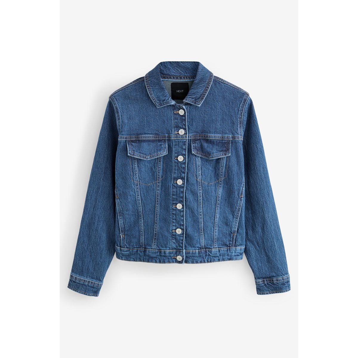Veste cintrée en denim à buste plus large bleu foncé, NEXT