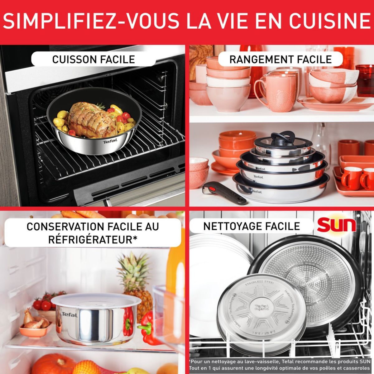 Batterie de cuisine Ingenio Cook Eat 15 pcs L881SF04 couleur unique, TEFAL