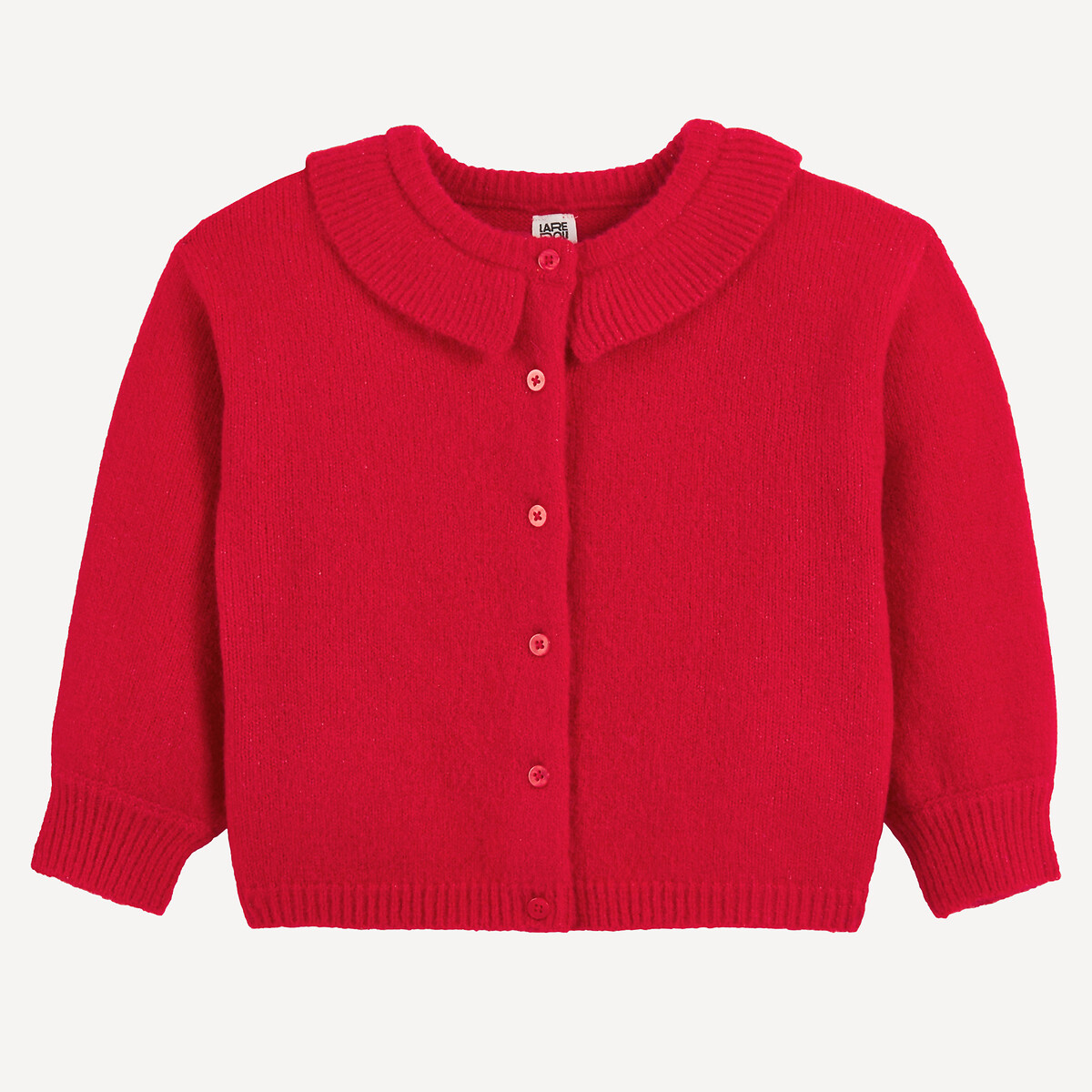 Gilet avec col claudine, en grosse maille rouge, LA REDOUTE COLLECTIONS