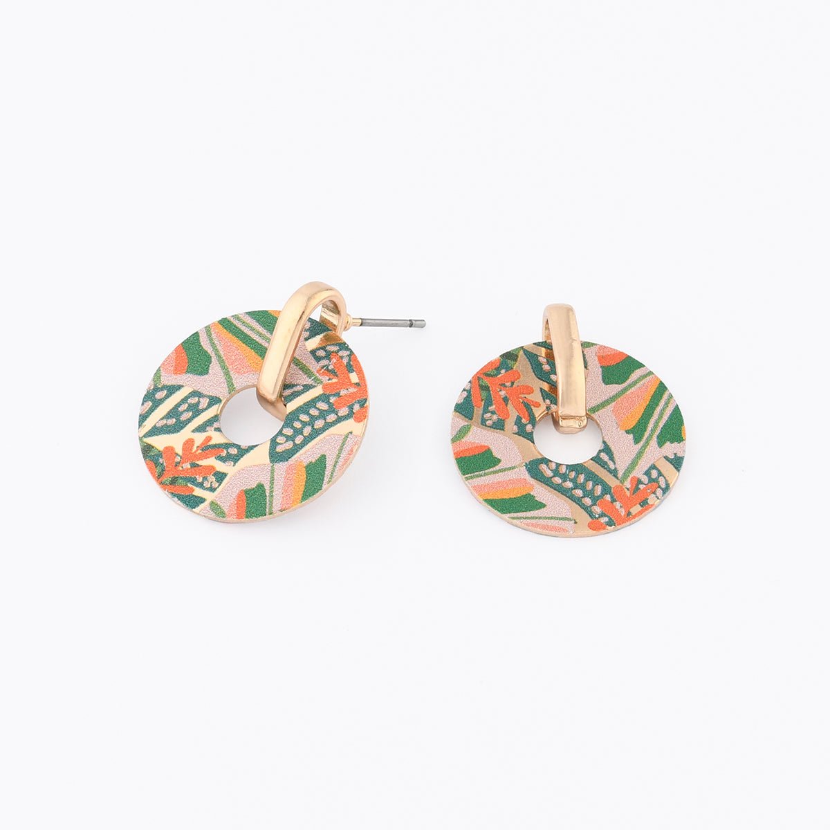 Boucles d'oreilles rondes Balagane imprimé jungle multicolore, BALABOOSTE