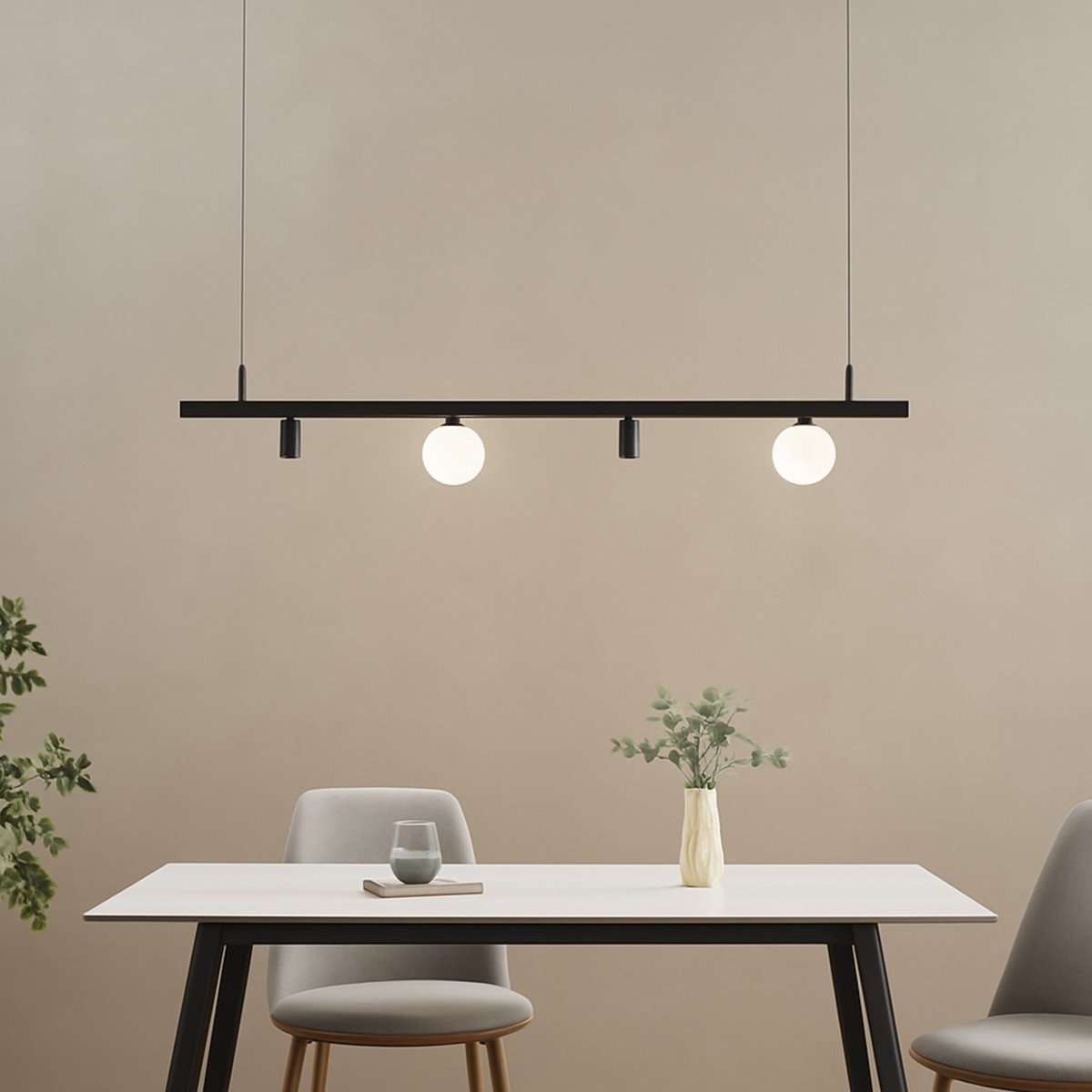 Suspension LED magnétique mixte - LYNE noir et blanc, KOSILUM