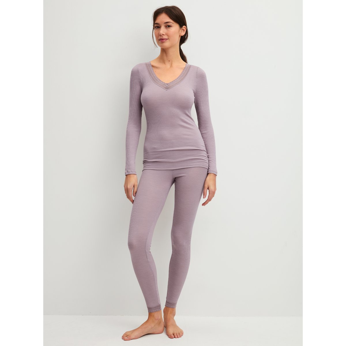 manches longues Laine SILKY WOOL JOY purple dove, CALIDA