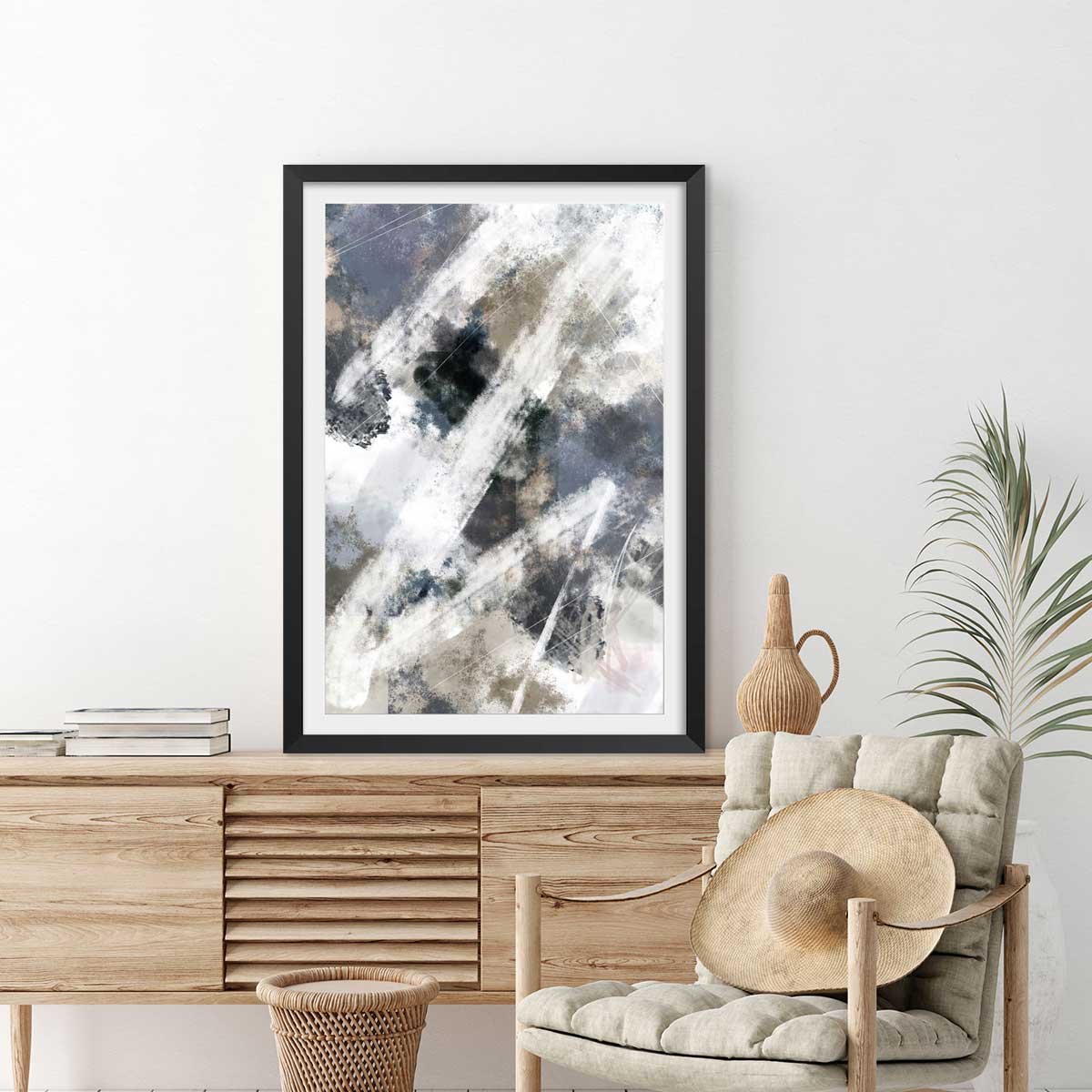 Affiche Facet zag affiche + cadre en bois - noir, HEXOA