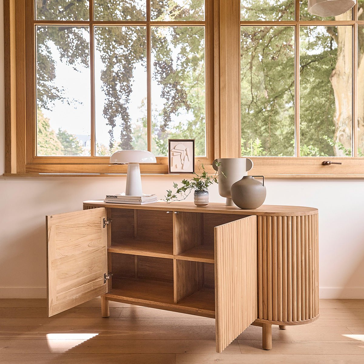 Buffet en bois teck massif 160 cm COLINE naturel, BERAH GETAH