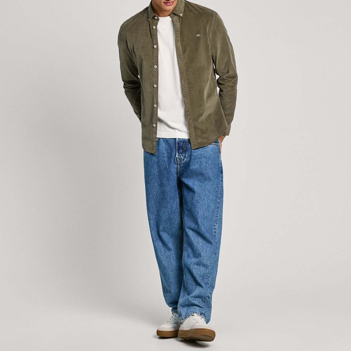 Chemise Coupe Regular En Velours Côtelé vert feuille, PEPE JEANS