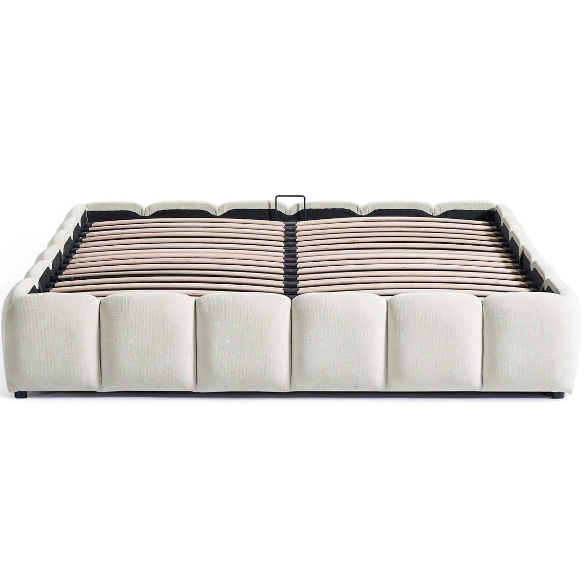 Lit coffre adulte en tissu chenille - NILSA beige, HOMIFAB