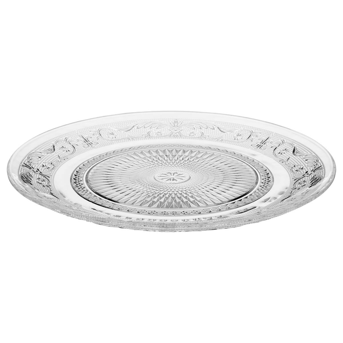 Lot de 6 assiettes plates en verre RENAISSANCE transparent, SECRET DE GOURMET