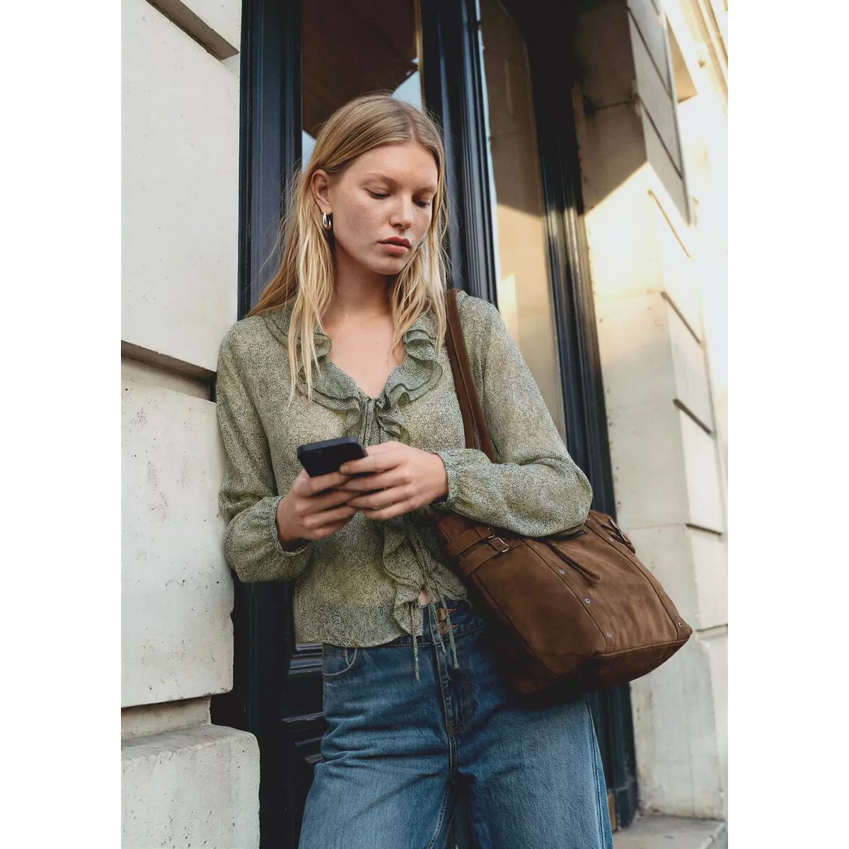 Blouse imprimée à volants vert, MANGO TEEN
