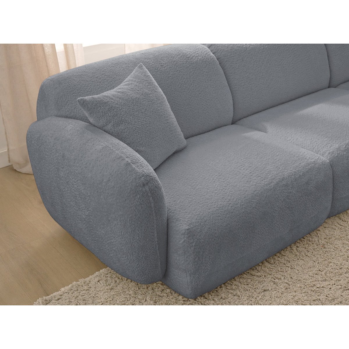 Canapé modulable 6 places en tissu chenille, ANDA gris, BOBOCHIC