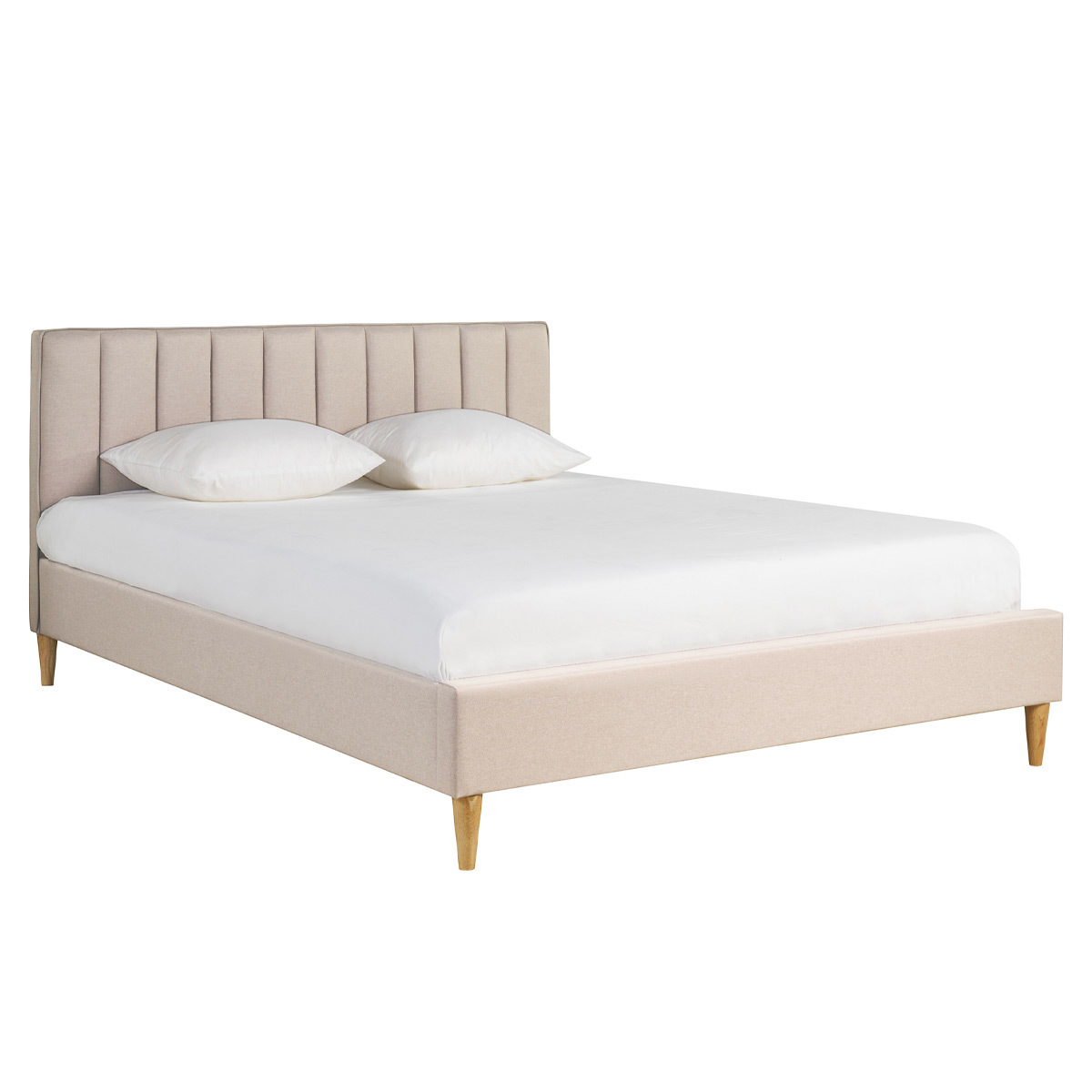Lit 2 places 160x200 cm en tissu beige DIANE beige, MILIBOO