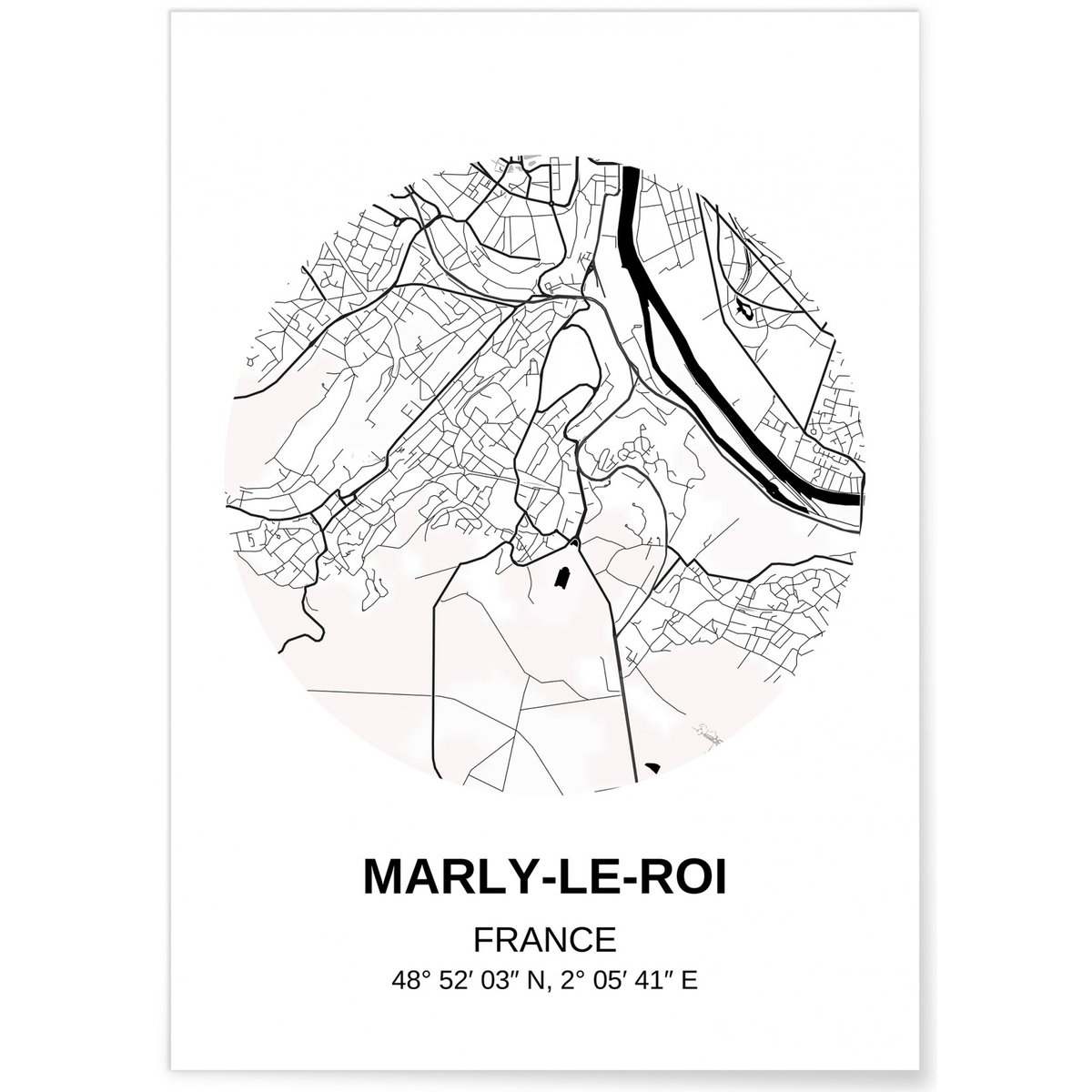 Affiche Carte Marly-le-Roi blanc, L'AFFICHERIE