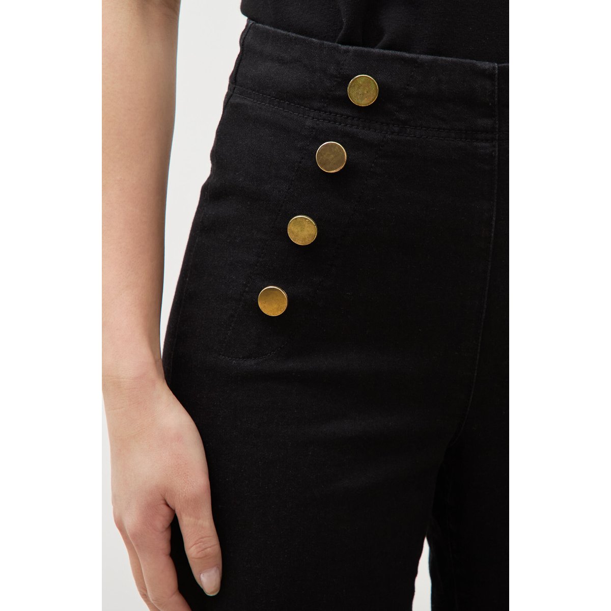 Jeans bootcut taille haute 7/8ème denim noir, BONOBO