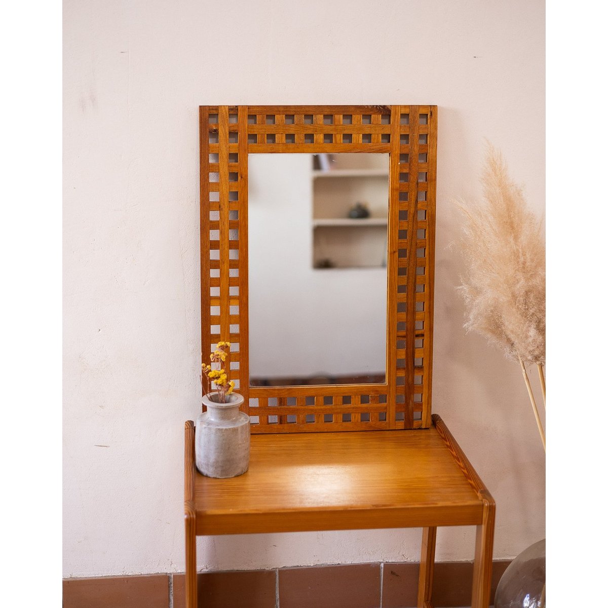 Miroir atypique Igor N°1151 - Bon état bois clair, DEBONGOUT