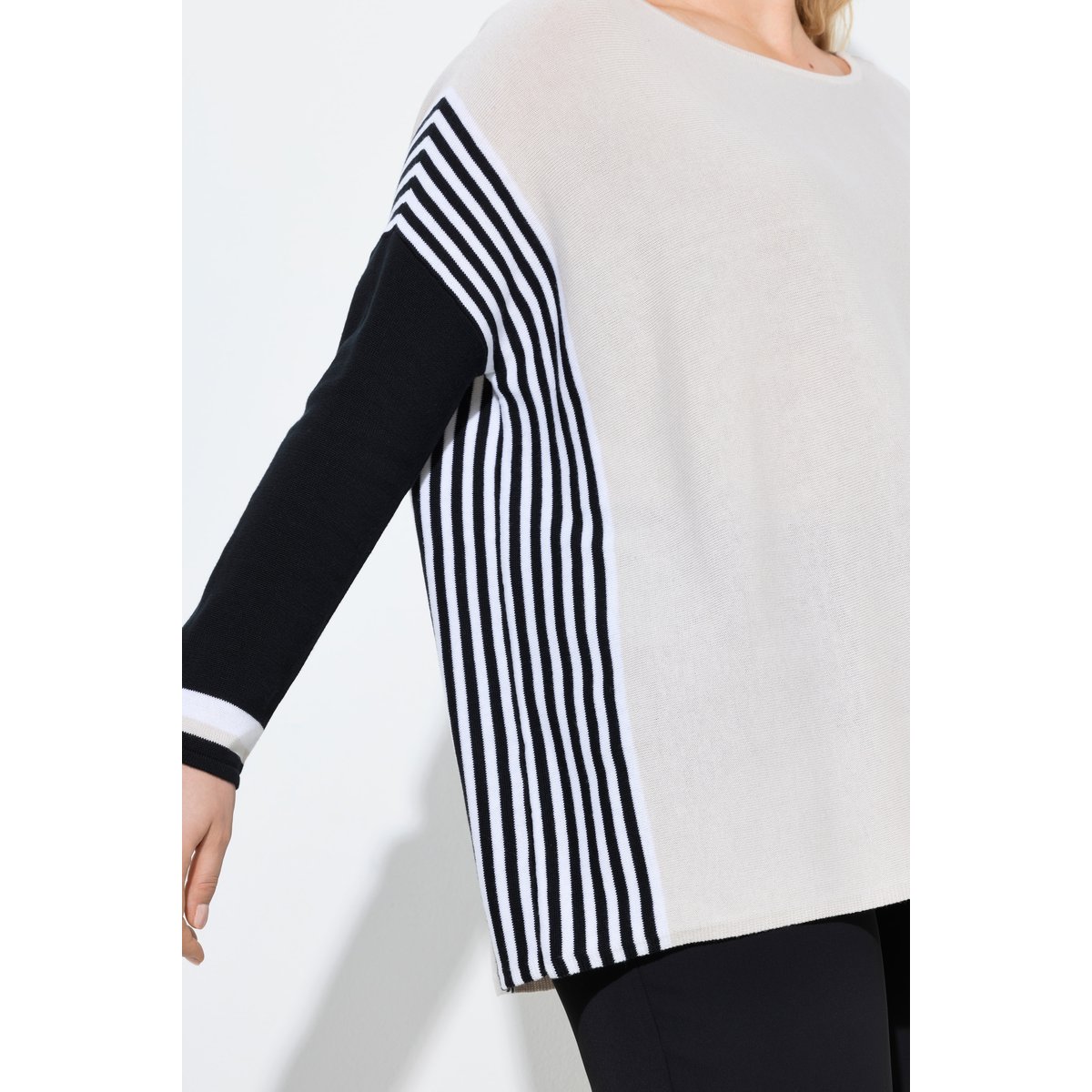 Pull à rayures gris beige, ULLA POPKEN