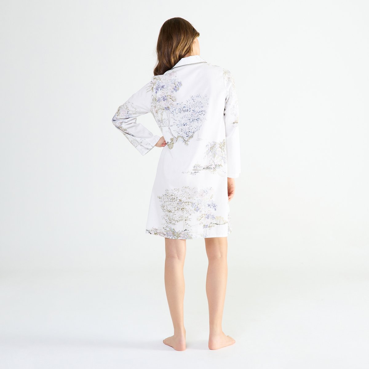 Chemise de nuit col classique en satin LANDE blanc, LAURENCE TAVERNIER