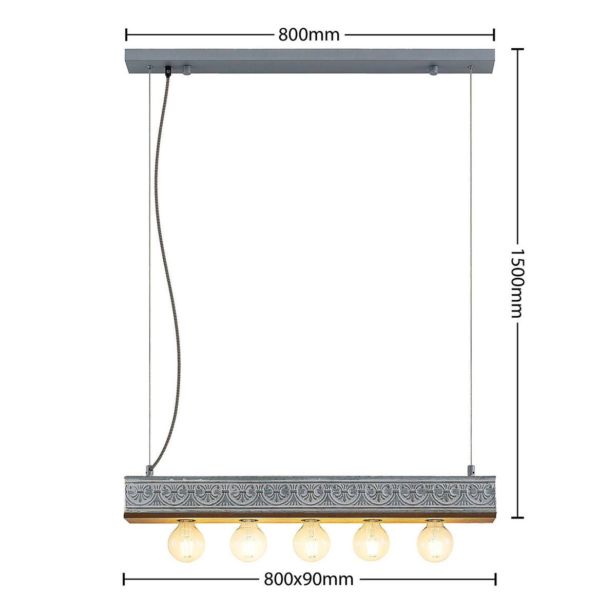 Suspension en bois vintage, Mella bois clair, blanc ancien galvanisé, LINDBY