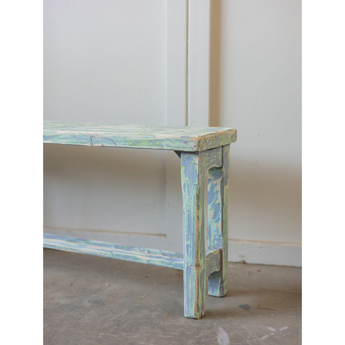 Banc de ferme patiné Antoine N°516 - Bon état vert d'eau, DEBONGOUT
