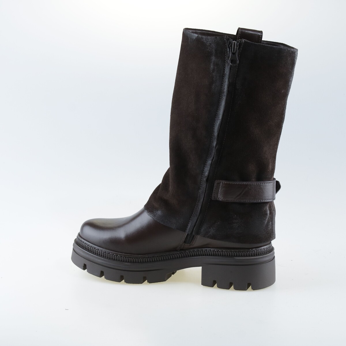 Mi-bottes guêtres en cuir marron foncé, MJUS