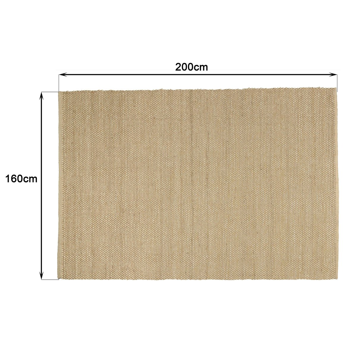 Tapis rectangulaire 160 x 230 cm jute et coton couleur sable ecru, PIER IMPORT