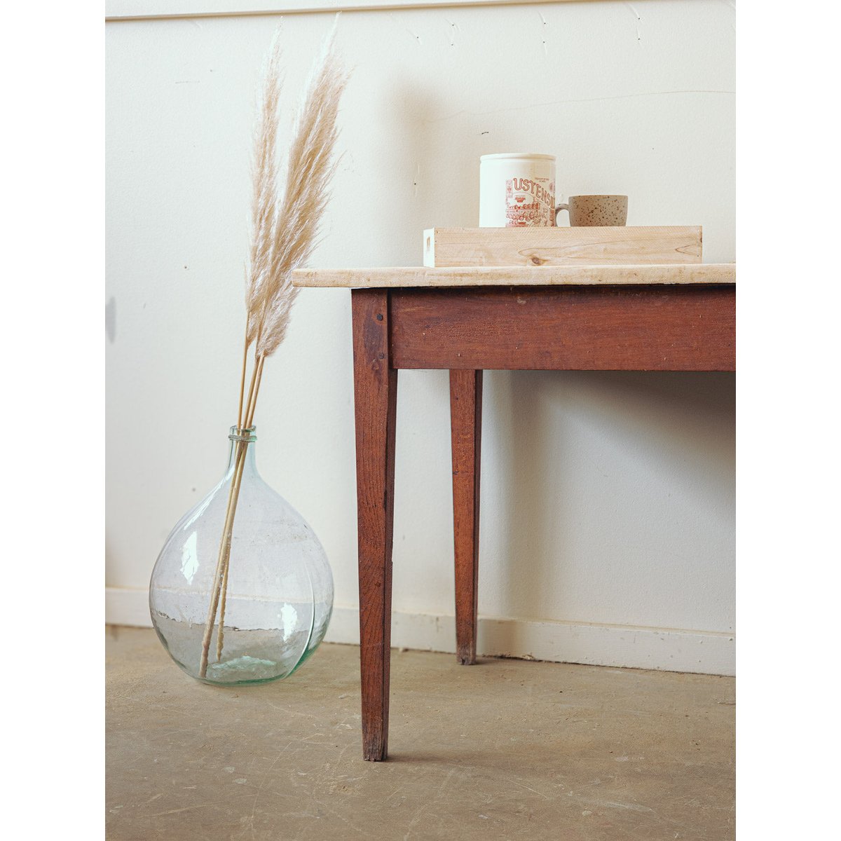 Table d'auberge rénovée Romy N°1428 - Bon état bois clair, DEBONGOUT
