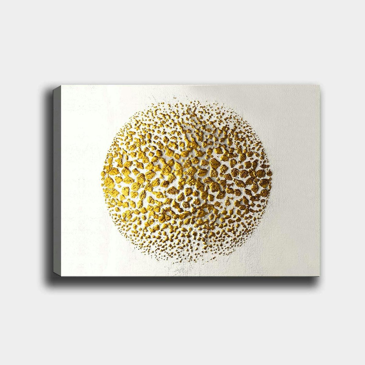 Tableau abstrait blanc et or – sphère texturée doré, PIER IMPORT