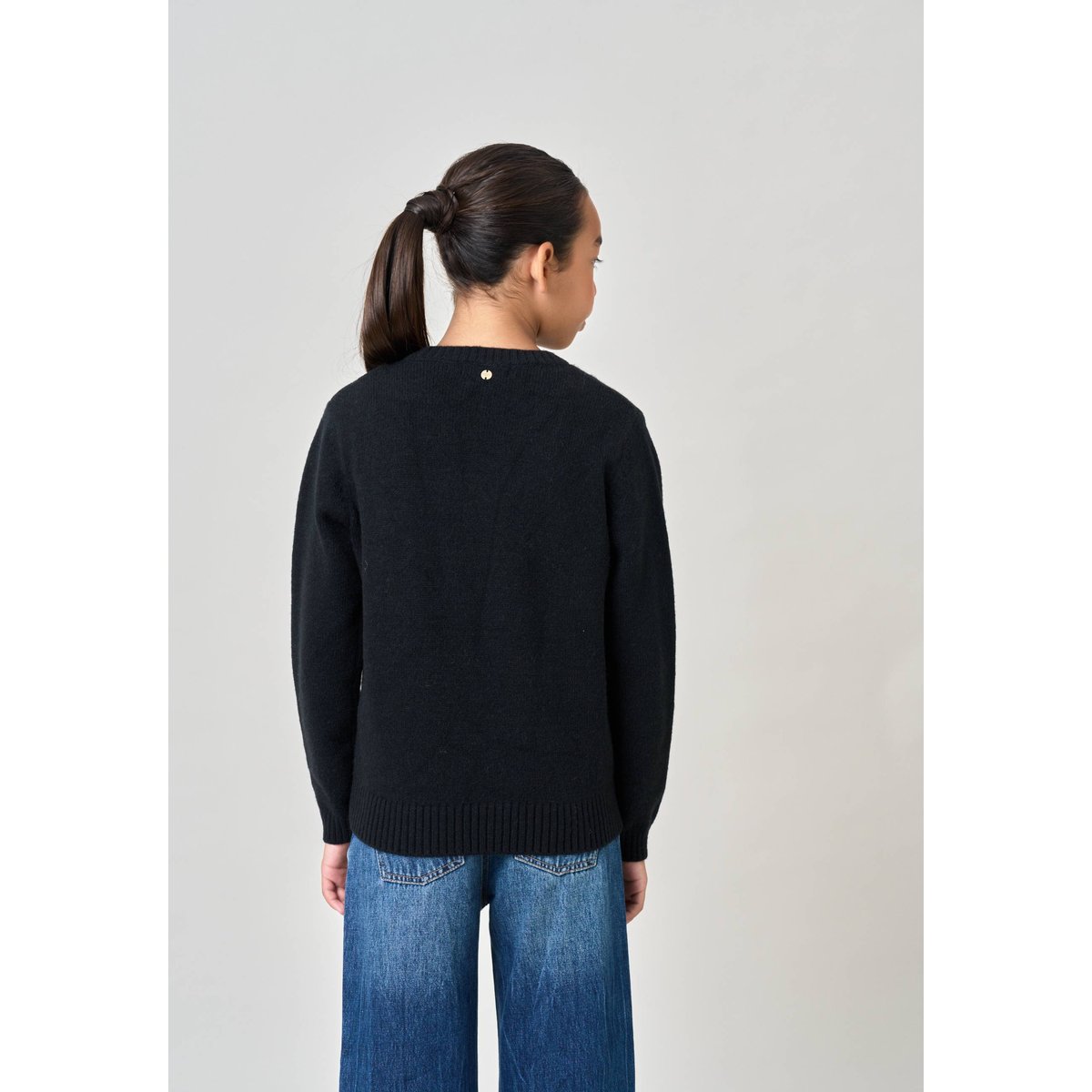 Pull fille motif cœur ADONIS noir, DEELUXE