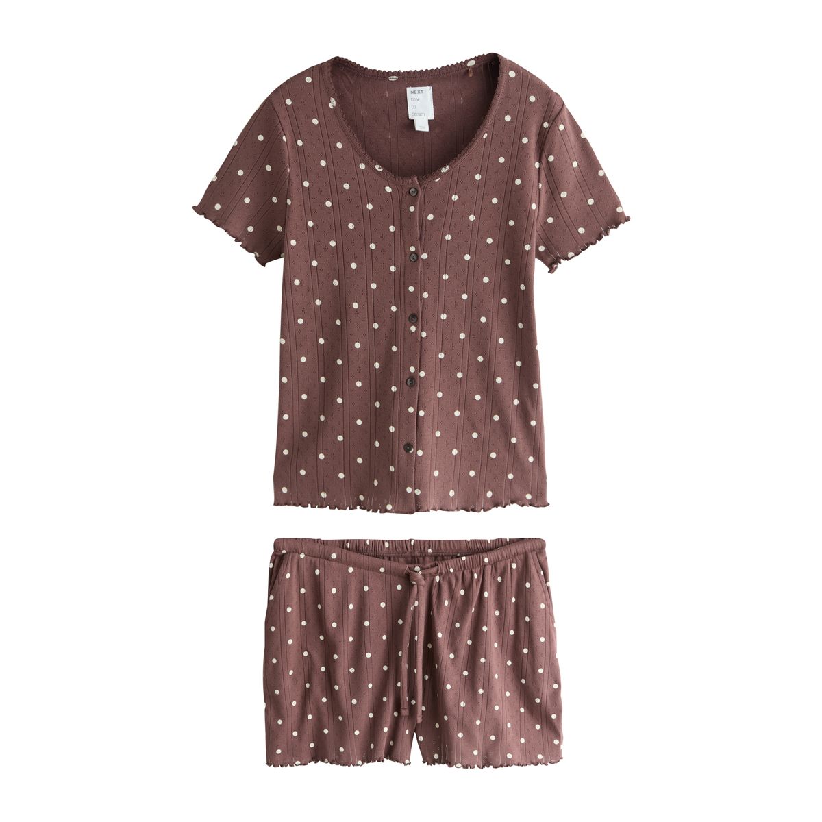 Ensemble pyjama short en maille pointelle tache brun chocolat, NEXT