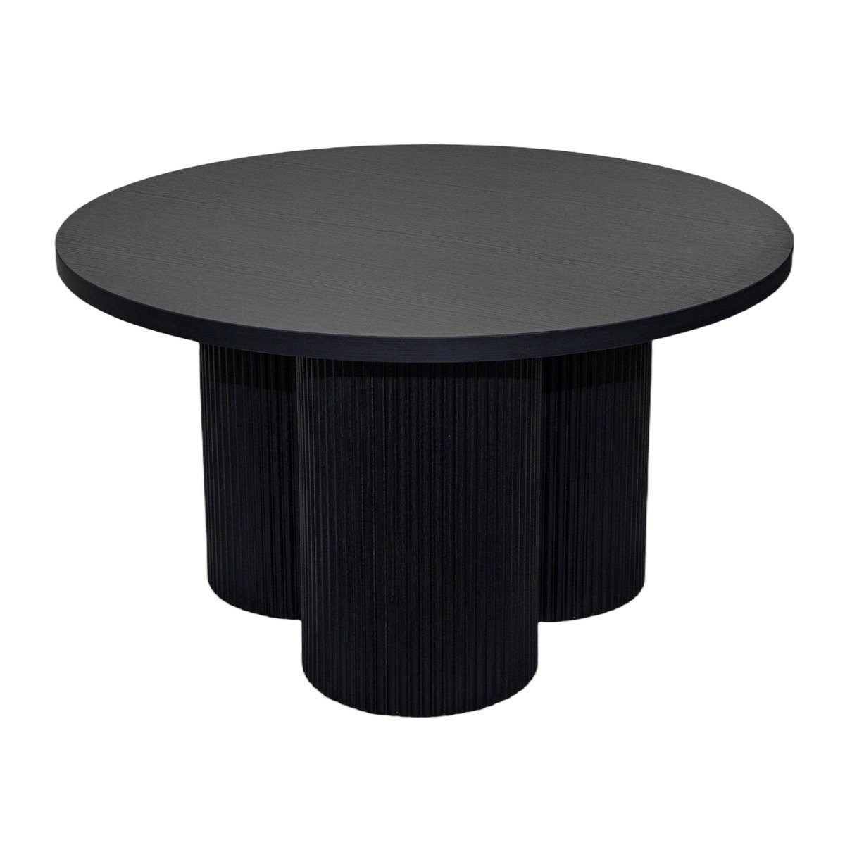 Table basse effet bois ronde 80 x 45 cm, JUNE noir, OVIALA