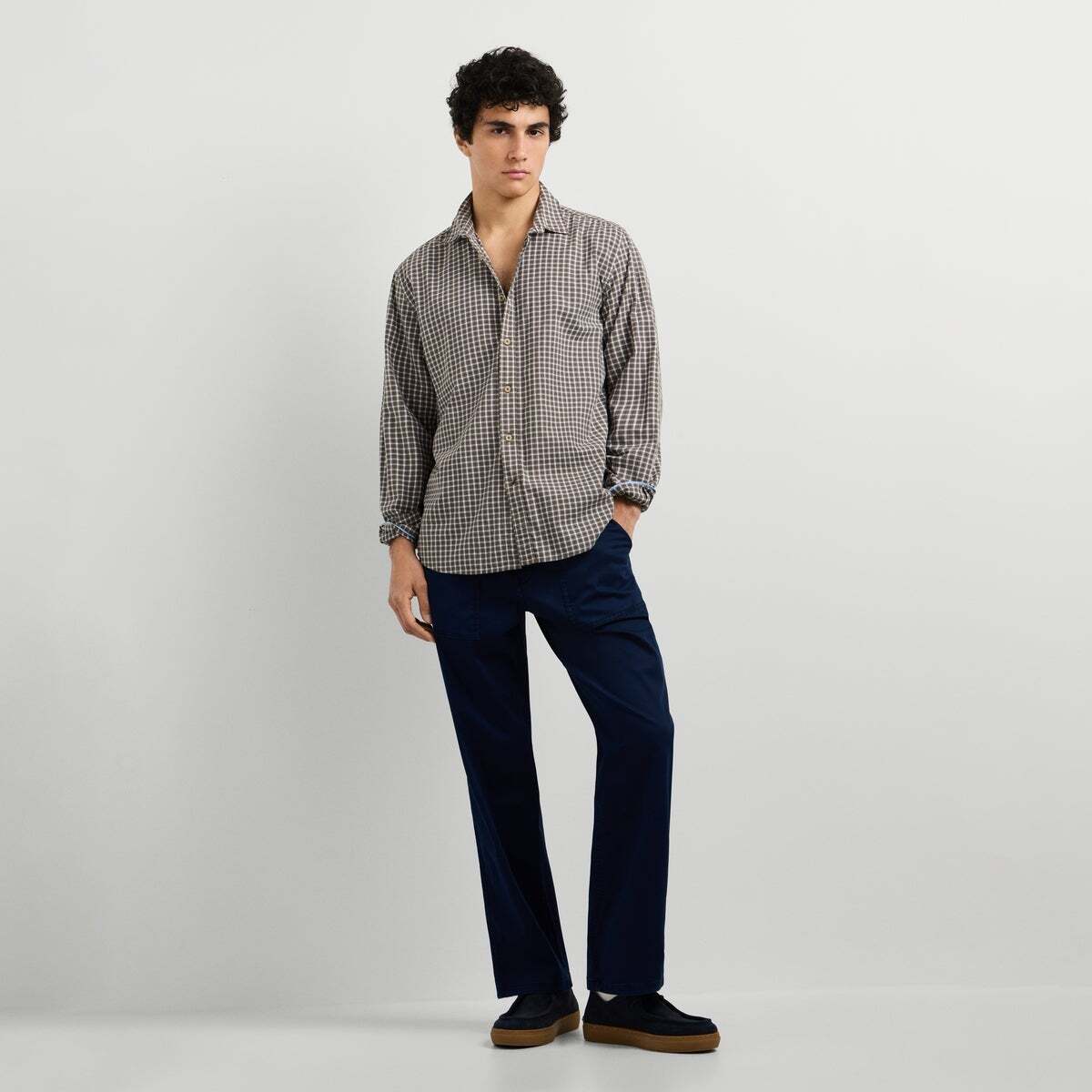 Chemise Coupe Regular À Carreaux En Popeline vert armée lavé, PEPE JEANS