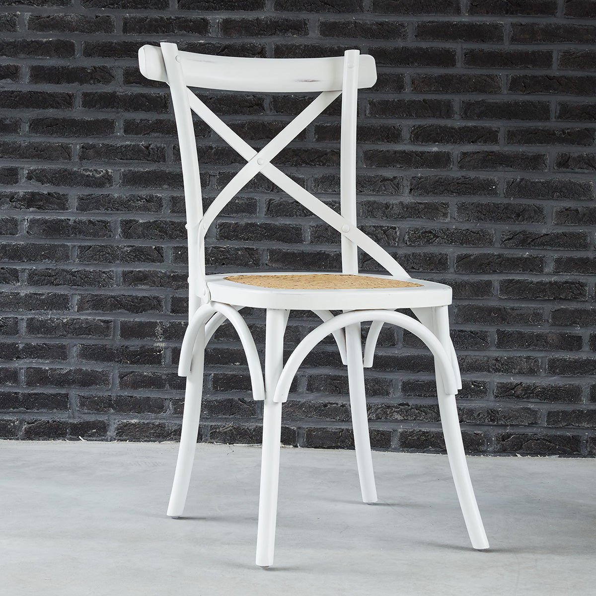 Chaise en bois d'acajou et rotin LONDRES blanc, BERAH GETAH