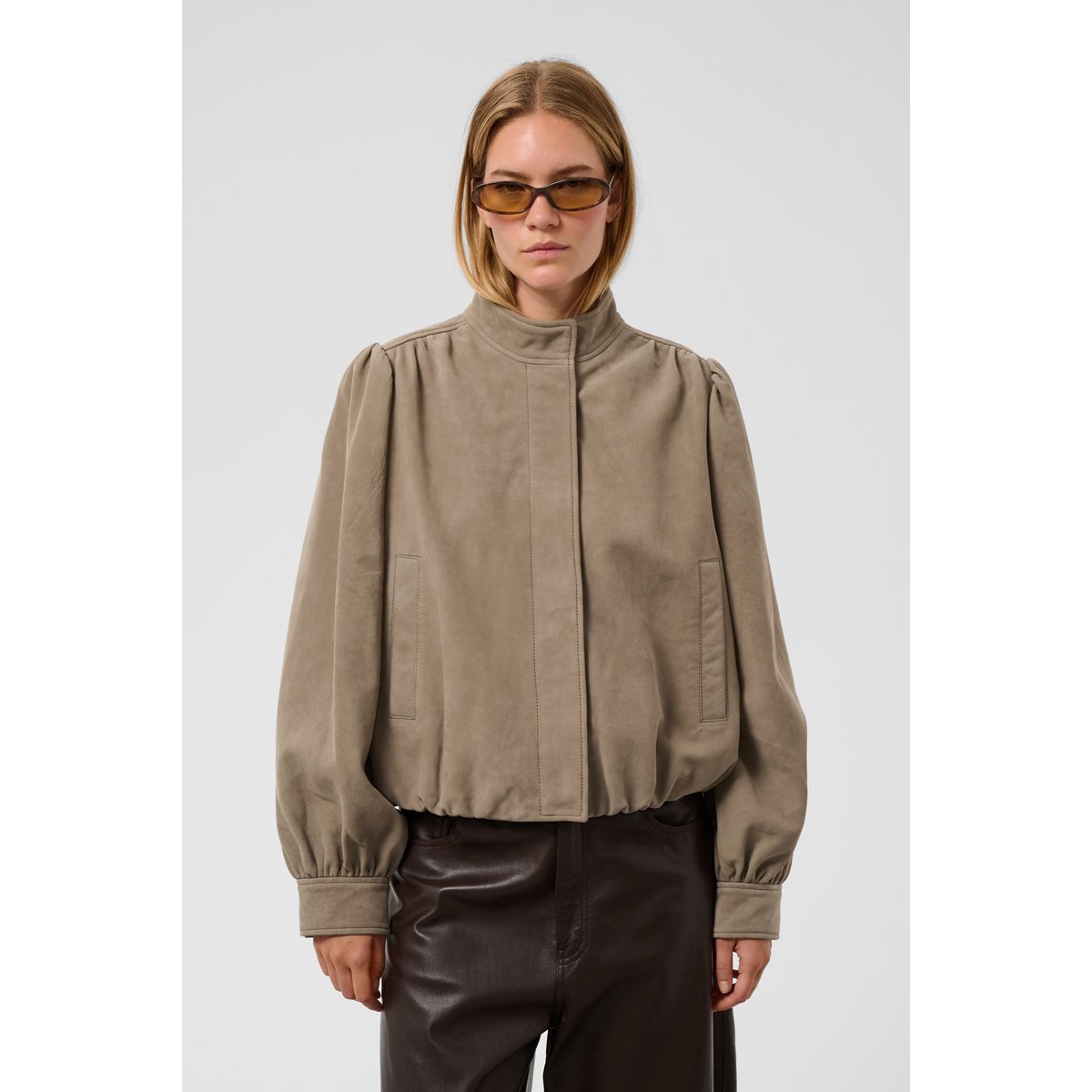 Veste en cuir marron walnut, SOAKED IN LUXURY