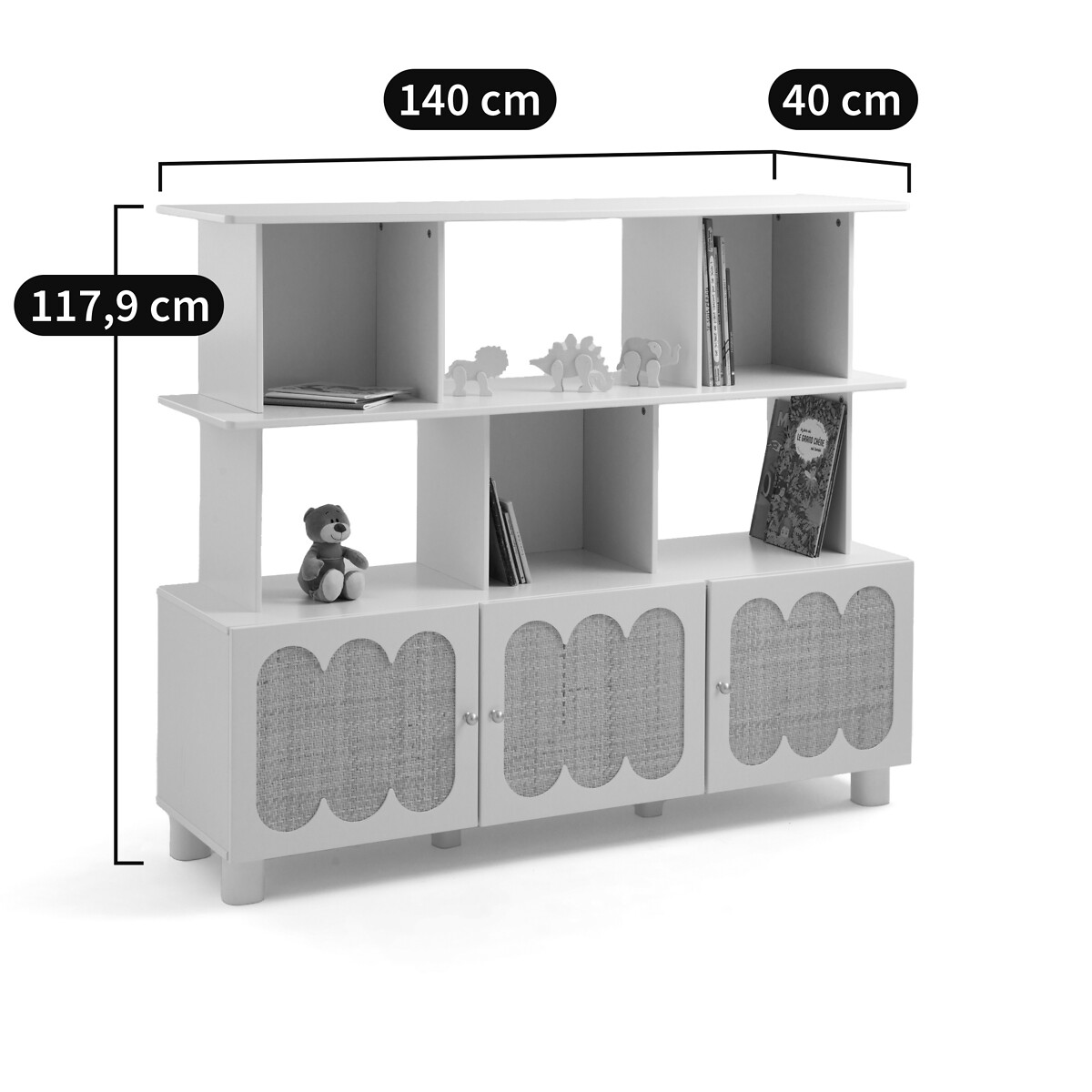 Ptilu Wood and Rattan Bookcase ecru , LA REDOUTE INTERIEURS