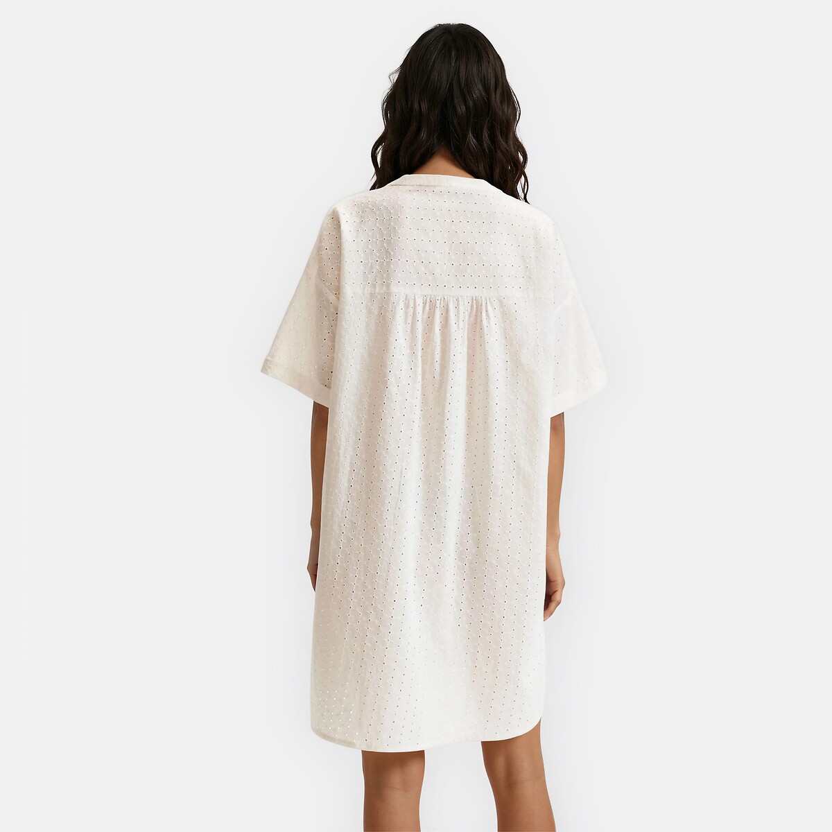 Broderie Anglaise 3/4 Length Sleeve Nightshirt ivory embroidered, ANNE WEYBURN