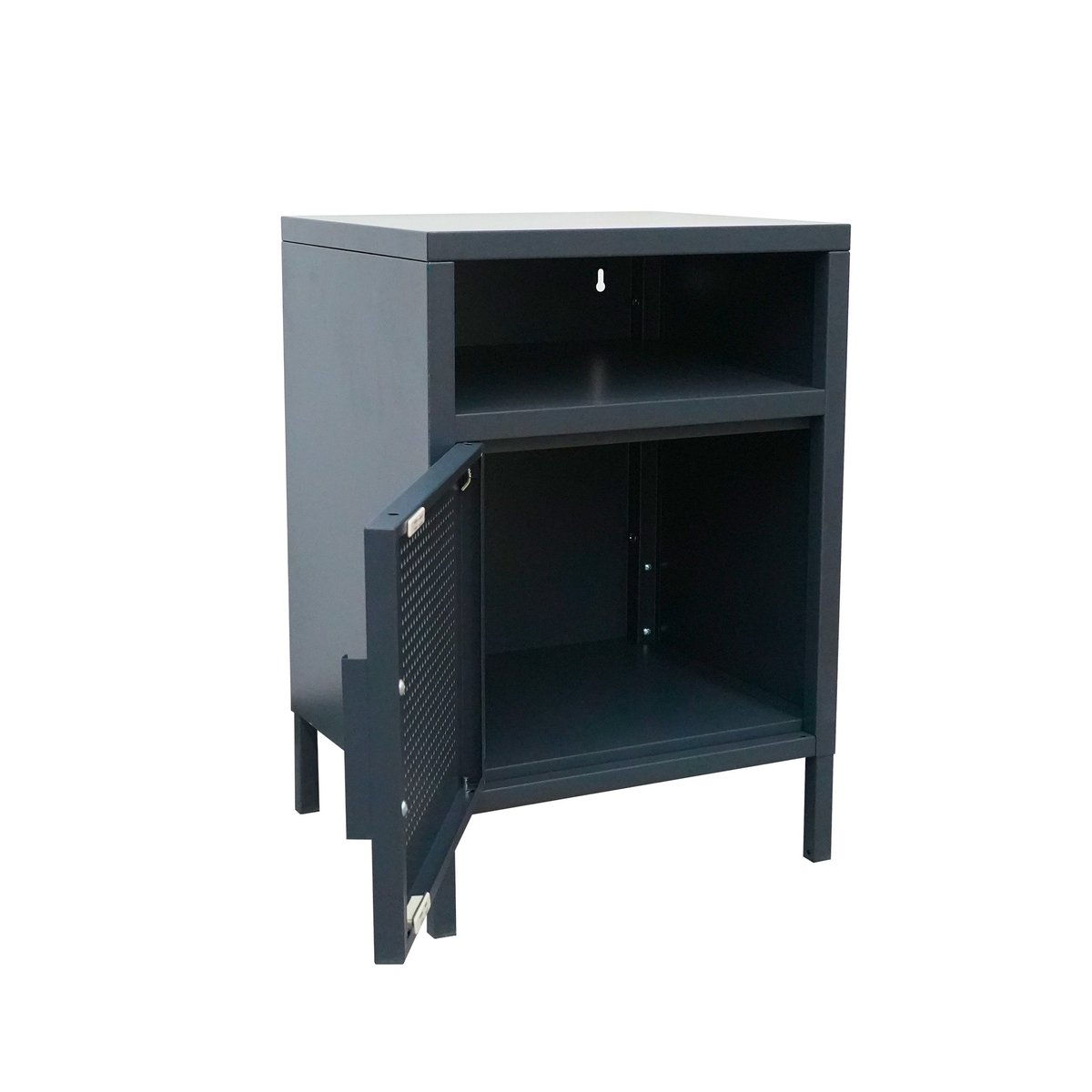 Table de chevet 1 porte, métal, BODEN bleu, NORDLYS