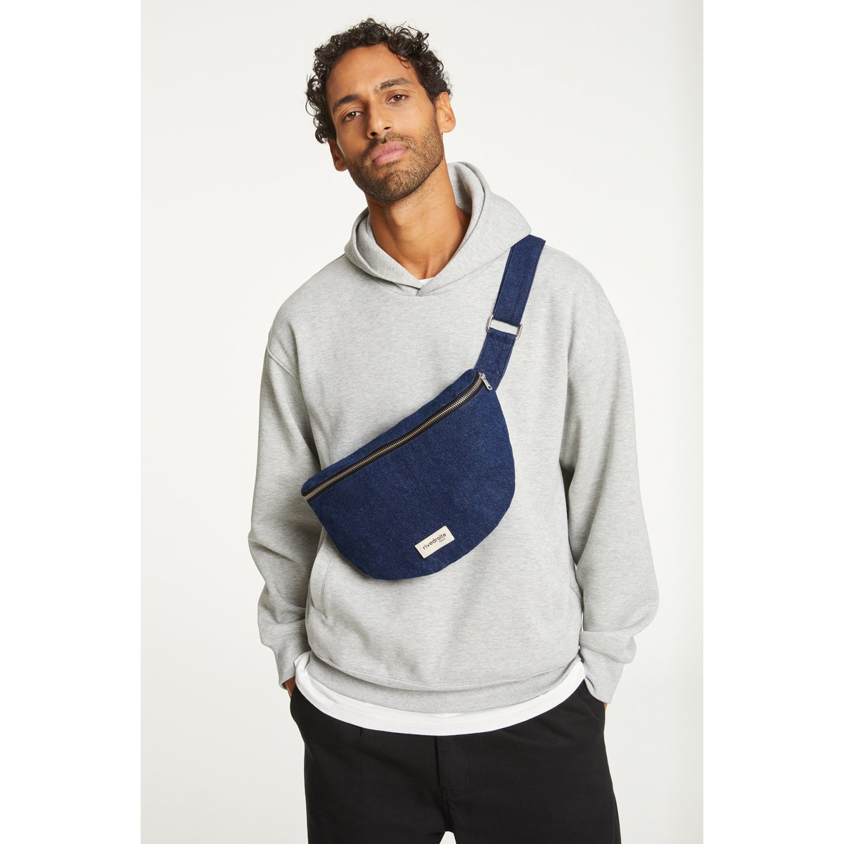 Sac banane denim zippé CUSTINE XL denim brut, RIVEDROITE