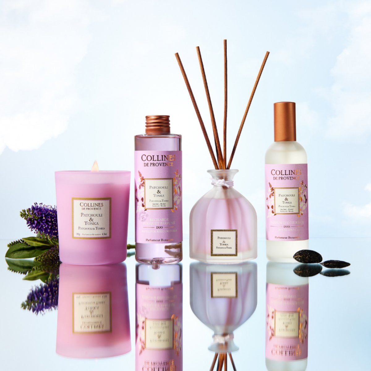 Recharge Diffuseur de parfum Colorée PATCHOULI & TONKA violet, COLLINES DE PROVENCE