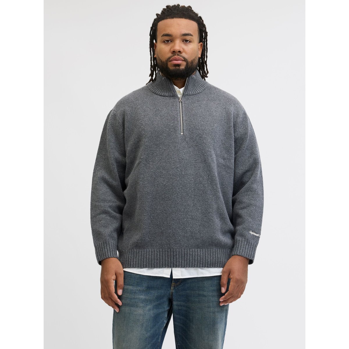Sweat À Mi-Fermeture Éclair dark grey melange 1, JACK & JONES