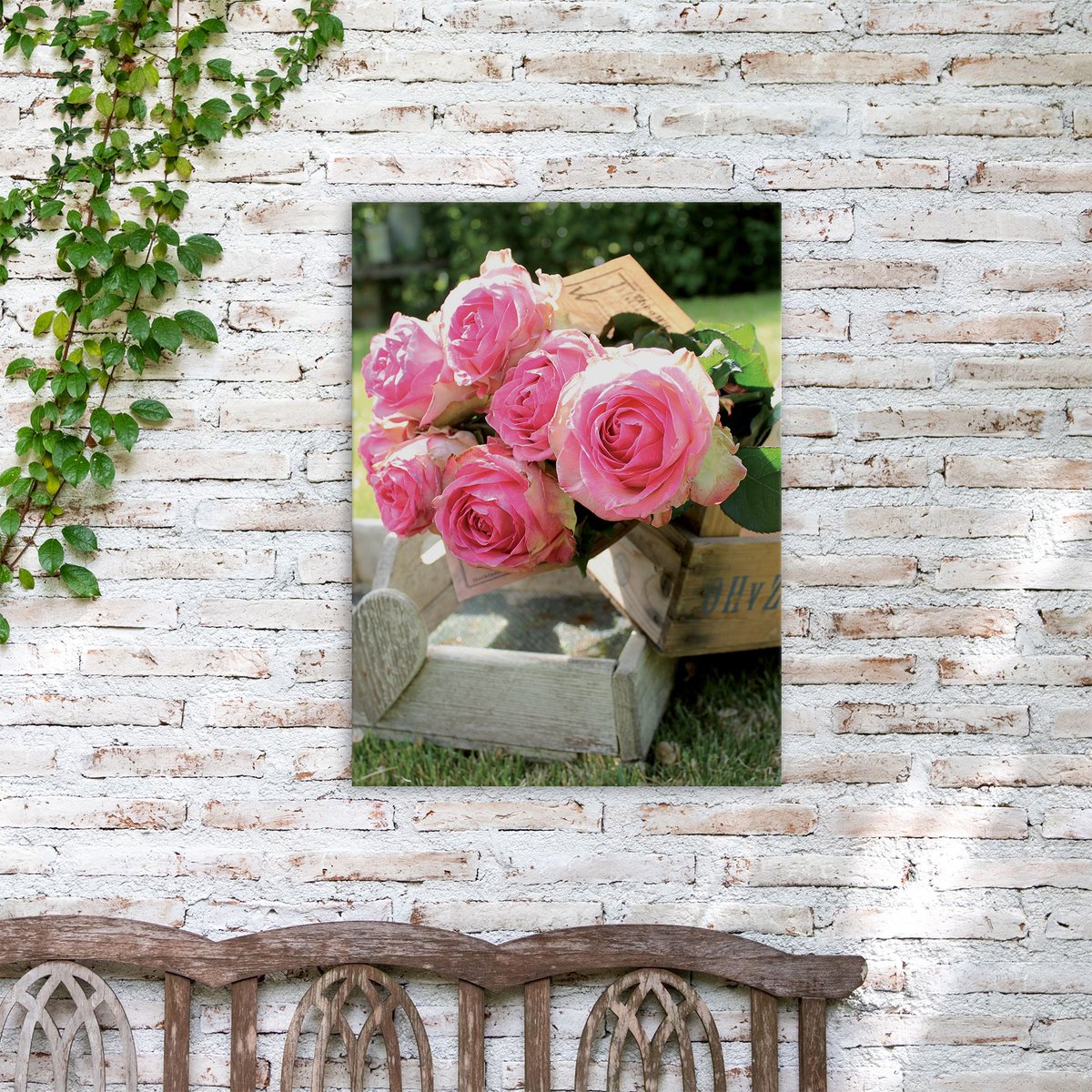 Tableau de jardin Bouquet de roses rose, gris, ART FOR THE HOME