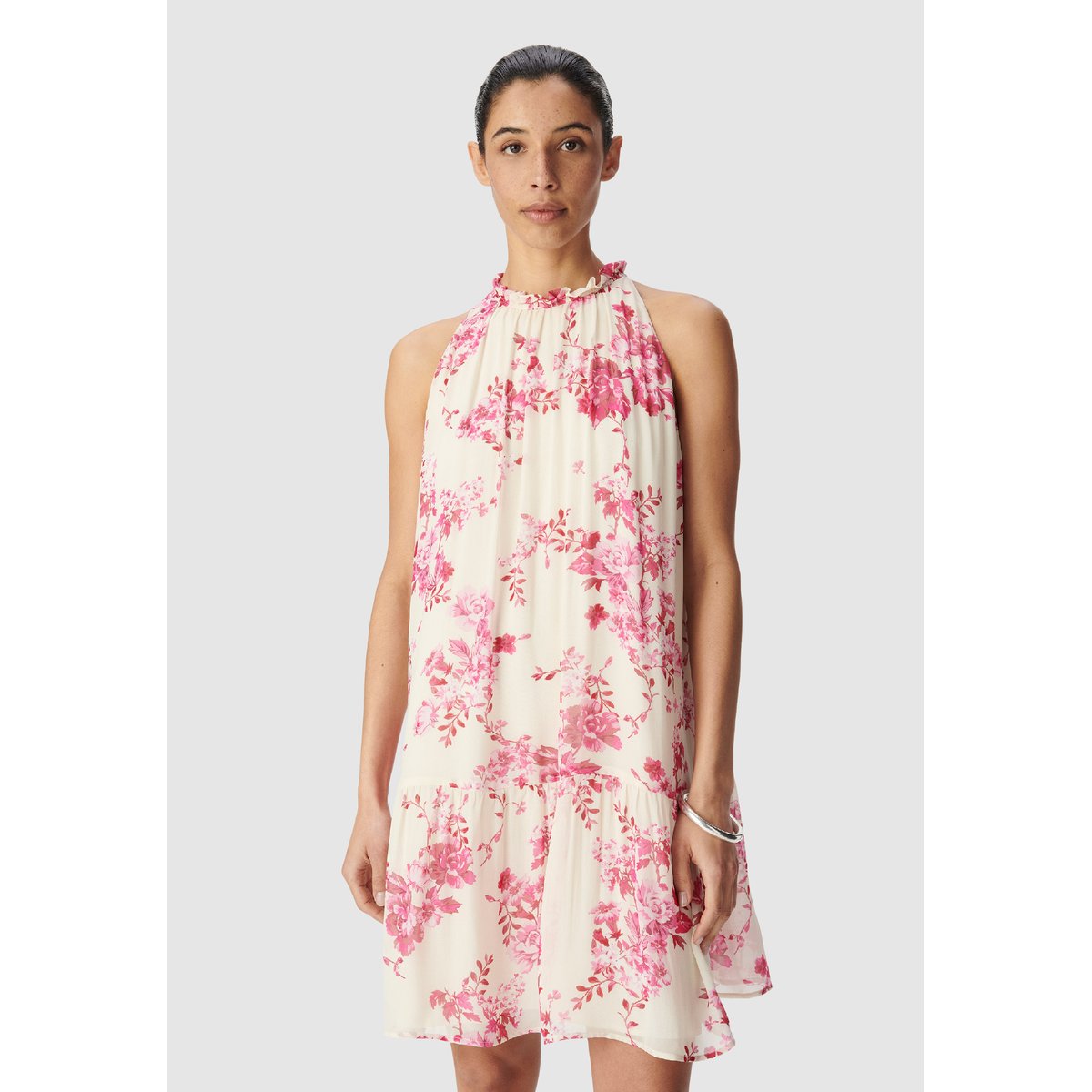 Robe sans manches imprimé floral ecru, IKKS