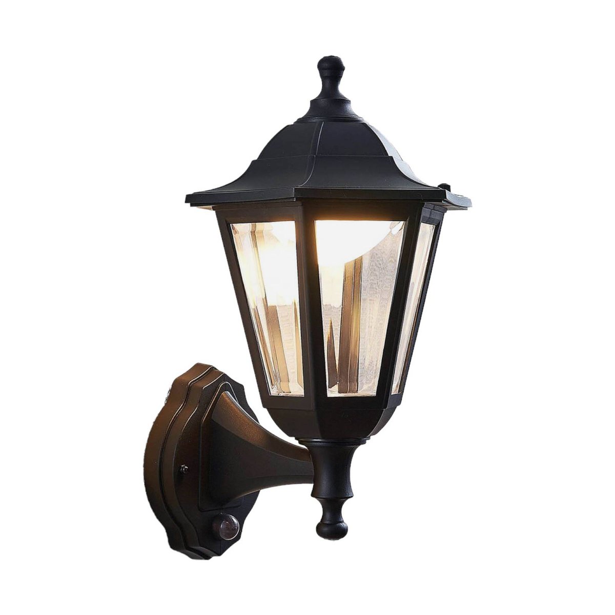 Applique extérieure  antiqueLED, Iavo noir (ral 9005), transparent, LINDBY