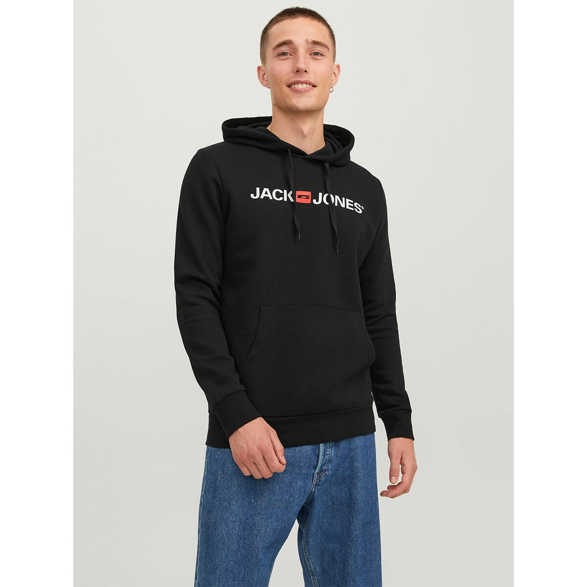 Sweat capuche fixe noir, JACK & JONES
