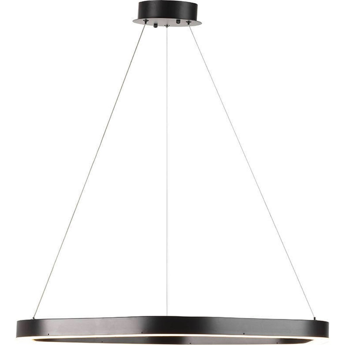 Suspension design à anneau lumineux en acier noir, RECOLLECTION