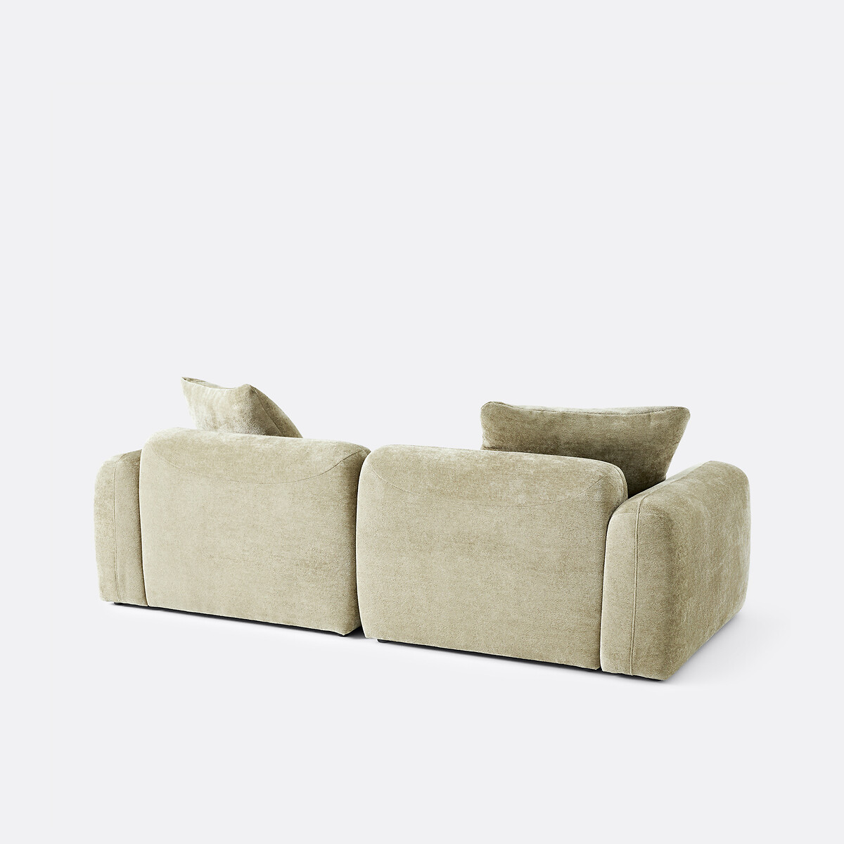 Canapé modulable, d'angle gauche, avec méridienne, en chenille épaisse, AMAD vert sauge, LA REDOUTE INTERIEURS