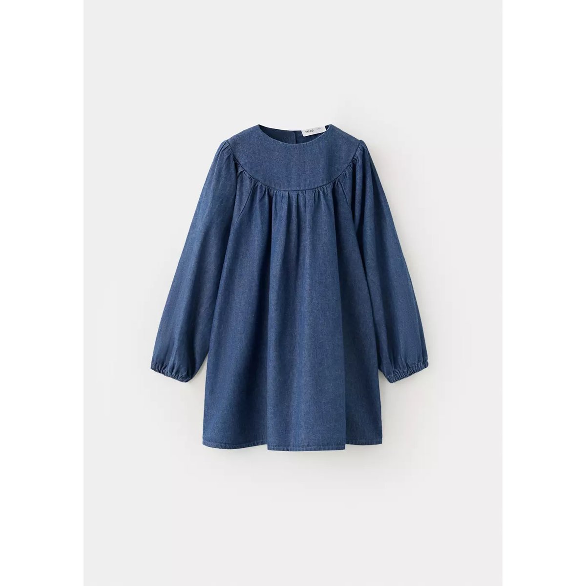 Robe en denim froncée bleu moyen, MANGO BABY