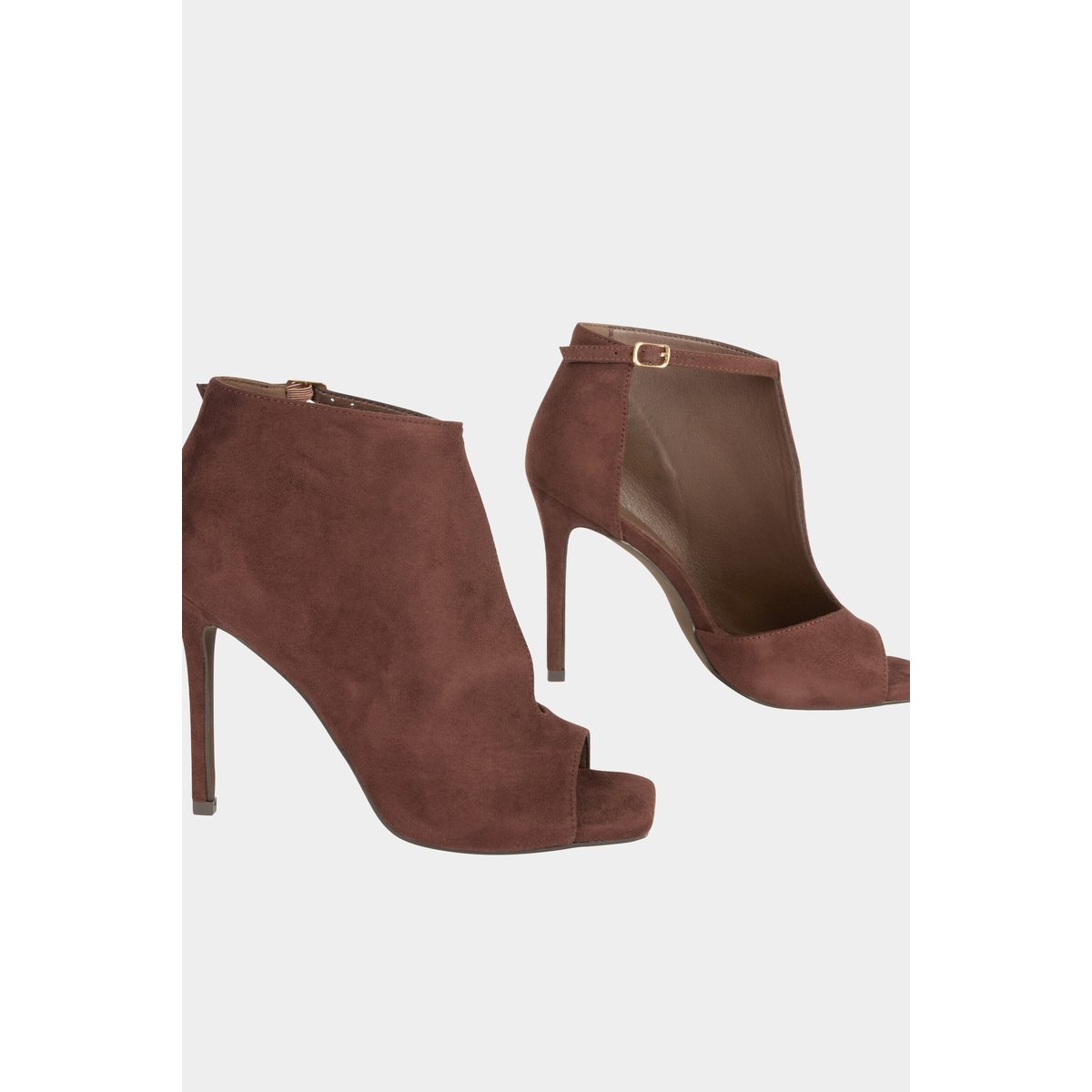 Sandales à talons demi-ouvertes marron foncé, MORGAN