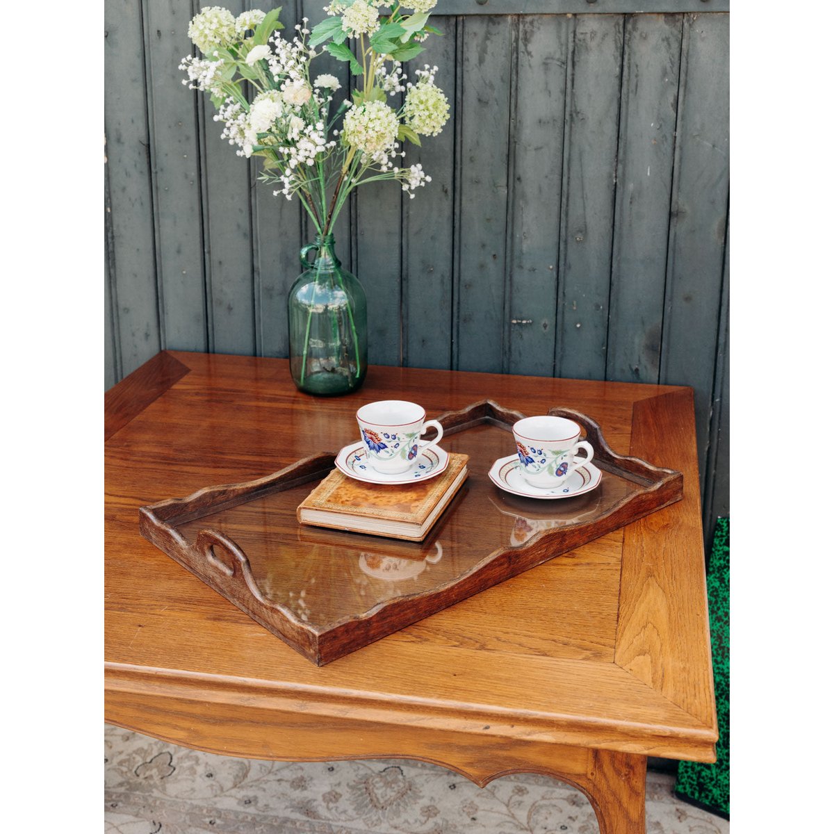 Table à manger carrée en chêne Romy N°1298 - Bon état bois foncé, DEBONGOUT