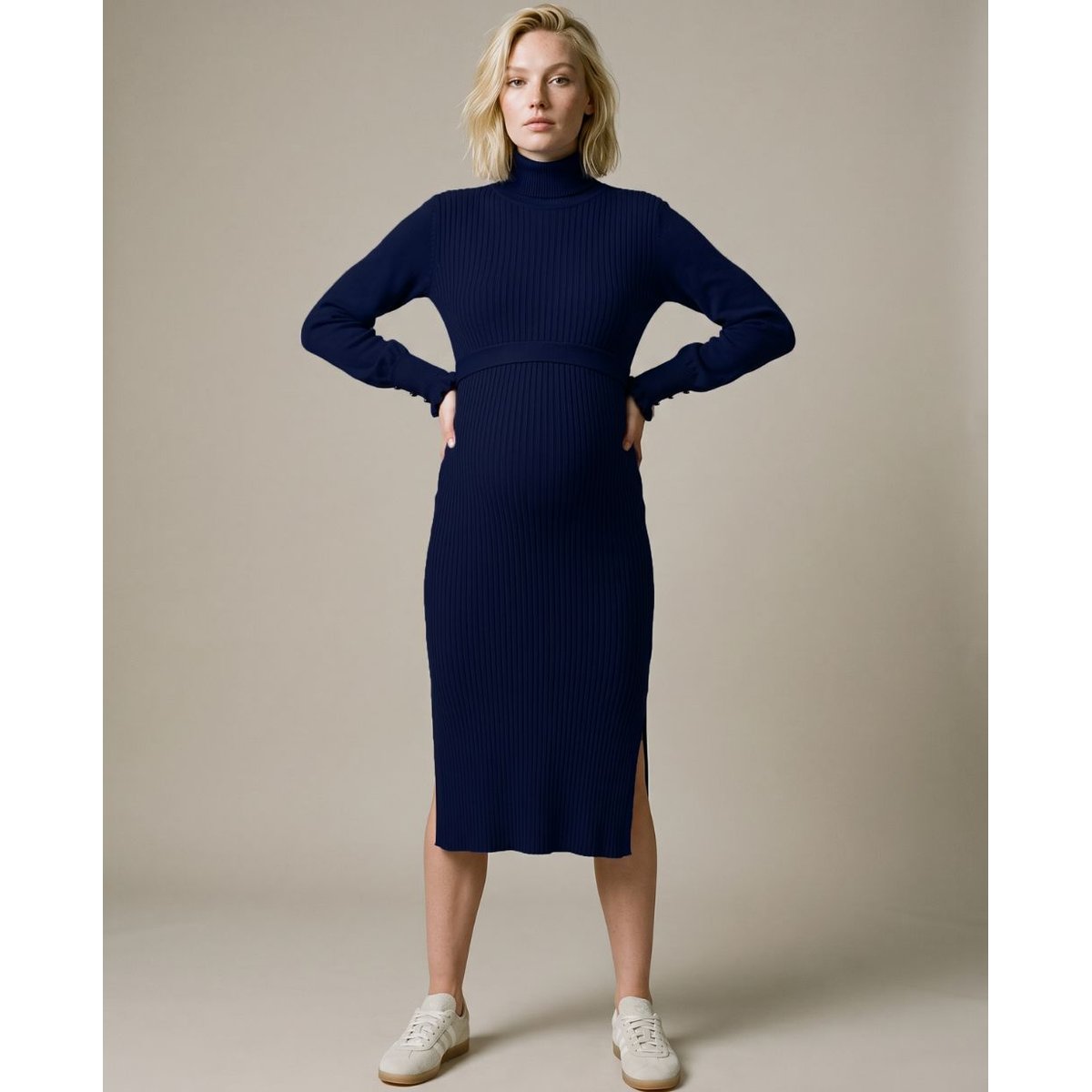 Robe de grossesse et d'allaitement Adriana marine, CACHE COEUR