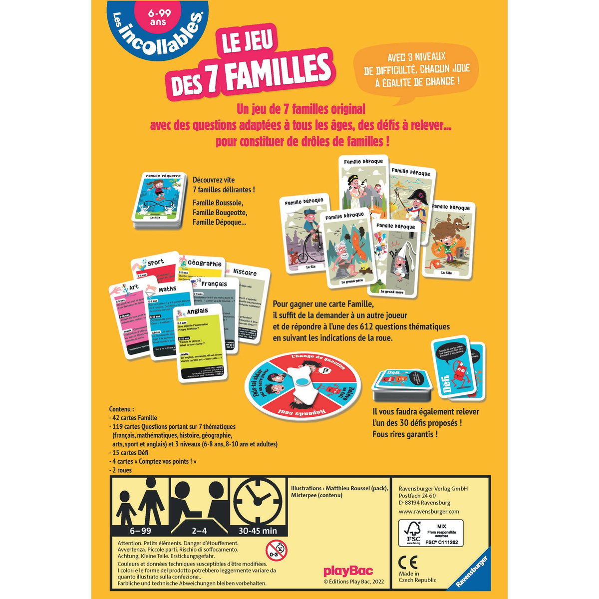 Le jeu des 7 Familles des Incollables couleur unique, RAVENSBURGER